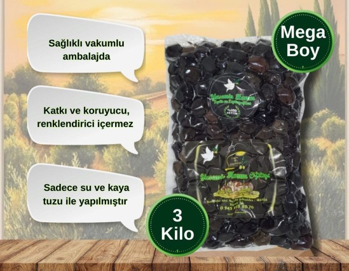 3x1000 GR mega boy iri siyah zeytin - Görsel 2