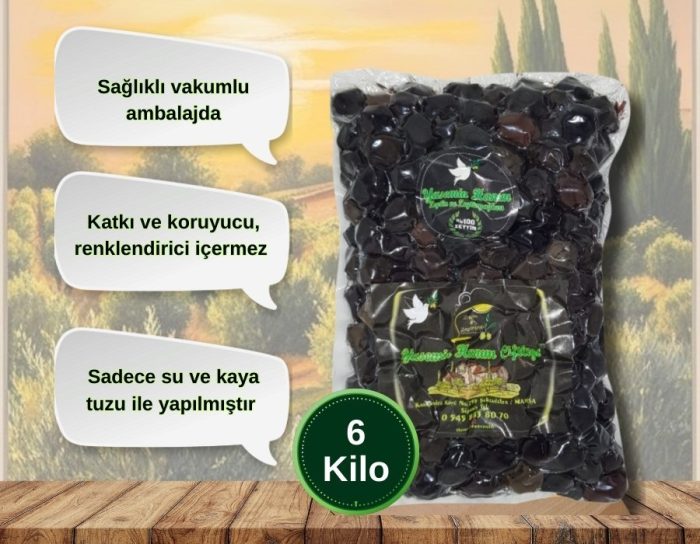 Gemlik Tipi Doğal Siyah Zeytin 6X1000 Gr - Görsel 2