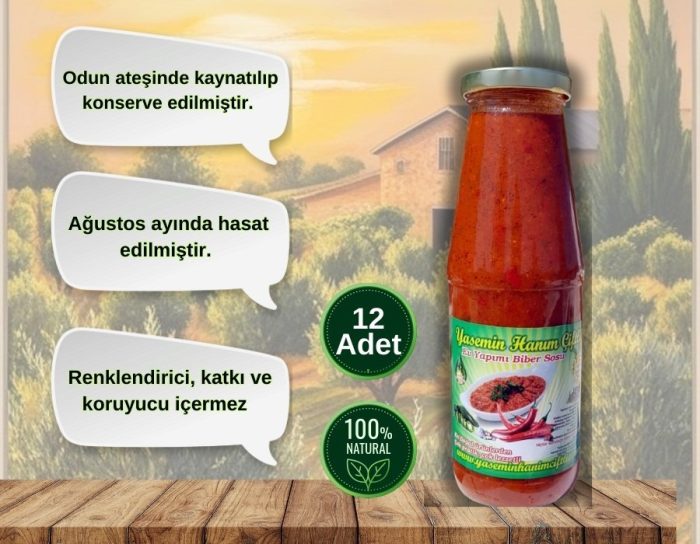 Yasemin Hanım Çiftliği Ev Yapımı Biber Sosu koli 12x720 ML - Görsel 2